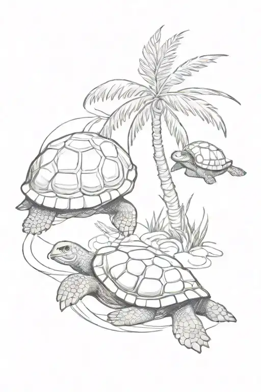 One Palm Tree And One Turtle