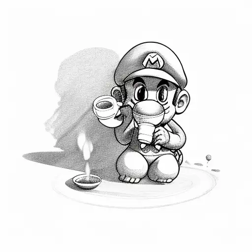 Baby Mario Drinking Tea