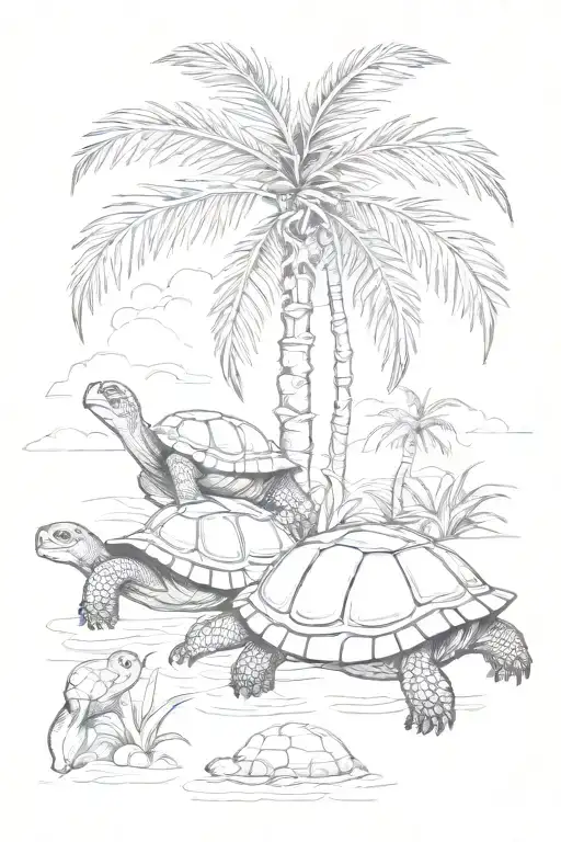 One Palm Tree And One Turtle