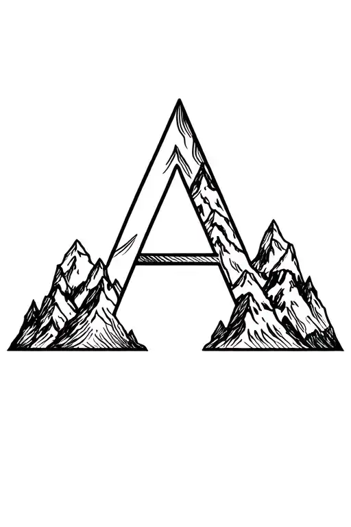 Letter A And Mountains Inside