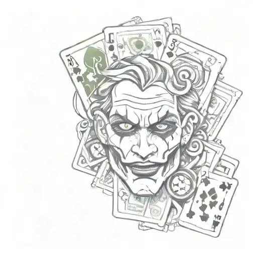 Detroit Joker Face With Playing Cards Dice And Money