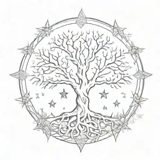 Tree Of Life With Cherokee Star Shining Through Limbs