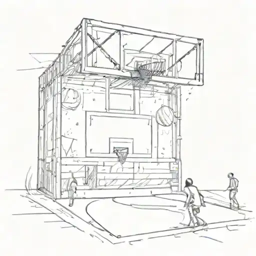 A Sketch Of A Basketball Court Surrounded By Symbols Of Protection