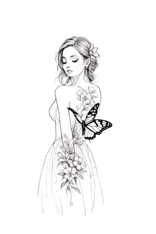 A Woman With A Butterfly And Flowers On Her Forearm