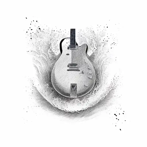 An Explosive Guitar Pick Against A Background Of Waves Or Lines Representing Music And Power