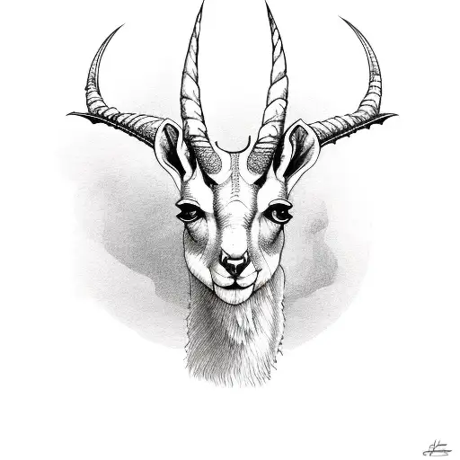 Arabian Oryx Head With New Zealand Fern