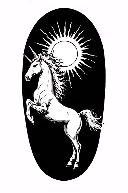A Sun With A Creepy Unicorn Jumping Over It