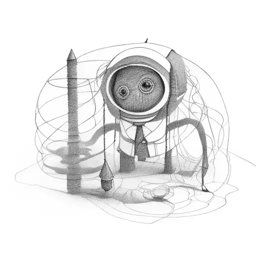 Tiny People With Theiw Shadows Being Tied With Black And Red Threads And Strings