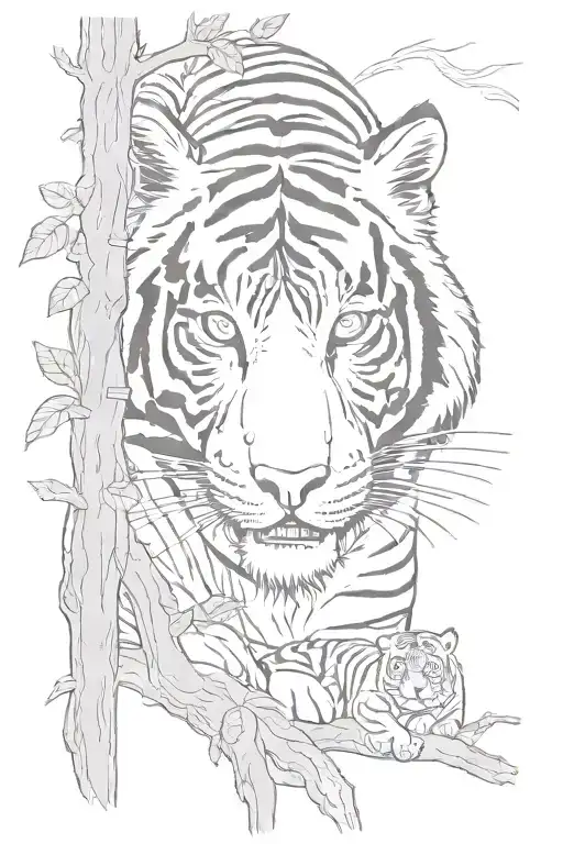 White Tiger And Tree Trunks From Adventure Time