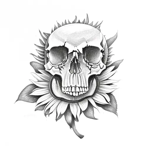 Skull And Sunflowers