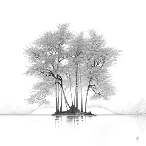 Maple Trees With Rivers And Fire And Knives