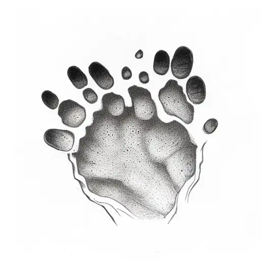 Dog Paw Print With A Ring Of Cartoon Bones