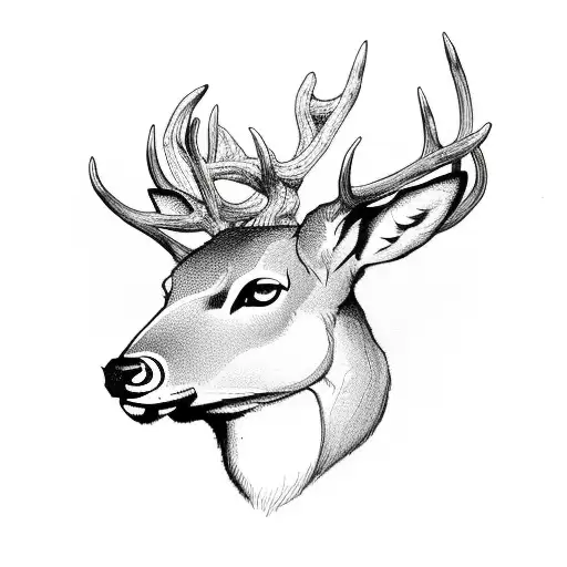 A Delicate Vine Winding Around The Silhouette Of A Deer's Head