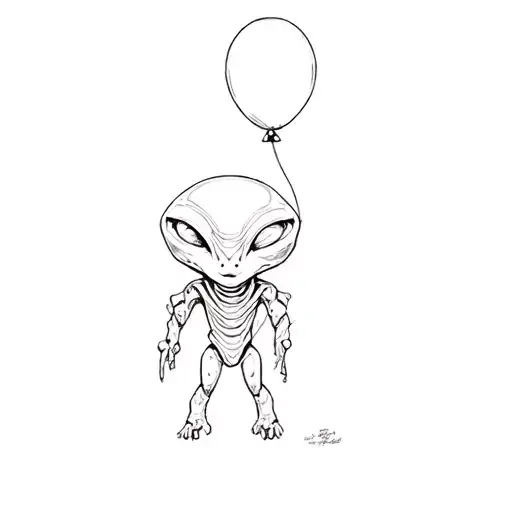 An Alien With A Balloon
