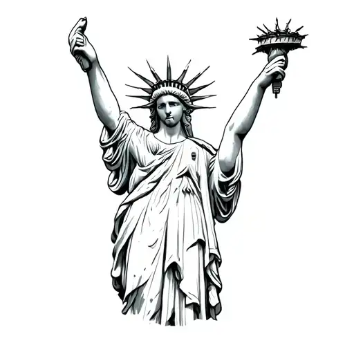 Freedom Statue In Barbed Wire