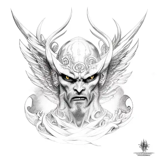 Demon In Human Form With Wings And Horns