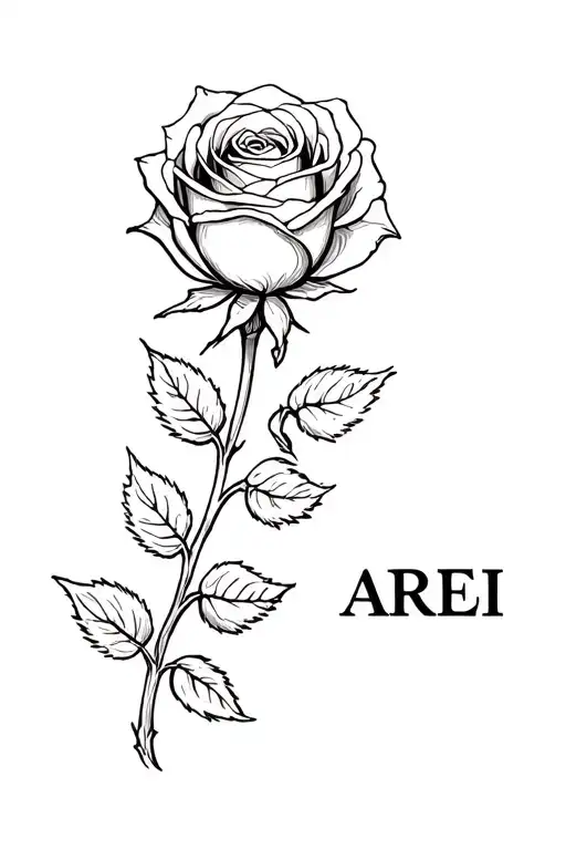 Rose With Stem As The Name Areli