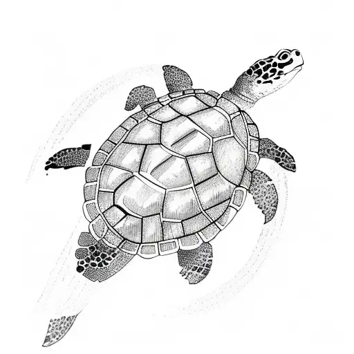 Turtle With Ocean And Sun