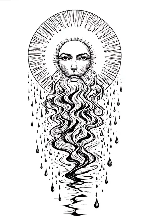 The Sun Flowing Into Water That Drops Off Into Rain Drops