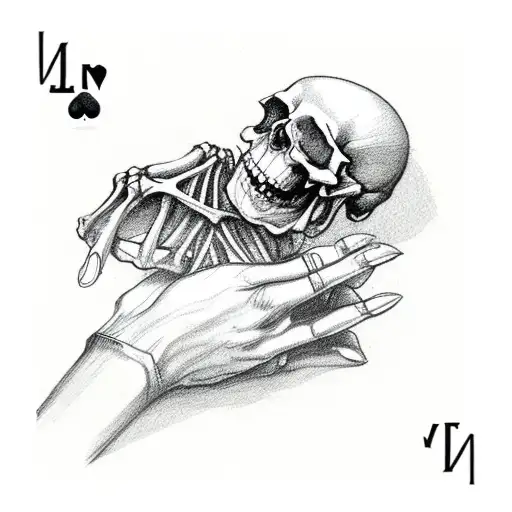 Skeletal Hand Holding Memento Mori Playing Card