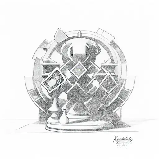 A Kaws-inspired Chess Piece With Money Symbols Incorporated Into The Design