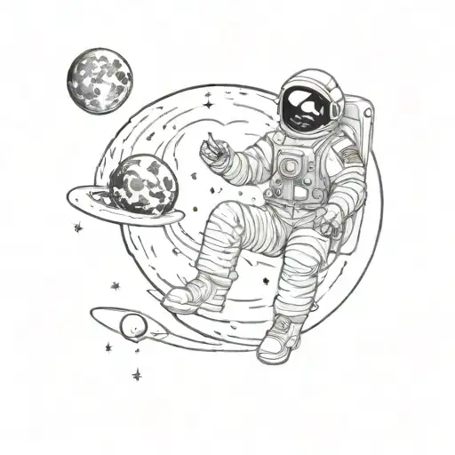 The Astronaut Sits On The Moon Made