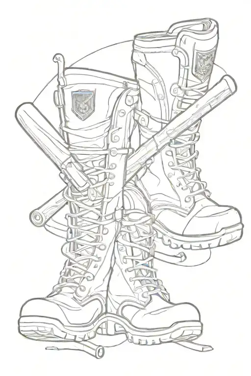 Two Baseball Bat Military Boots Lamp Logo