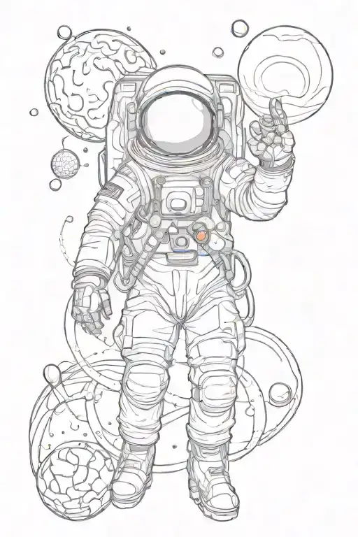 Astronaut With Planets Orbiting Above