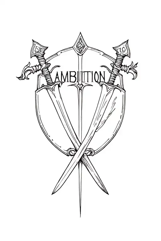 Sword Saying Ambition And A Spartan Shield