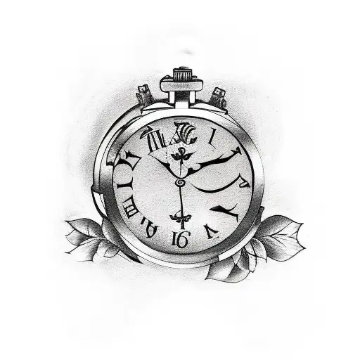 Tattoo For My Father With Clock And Roses