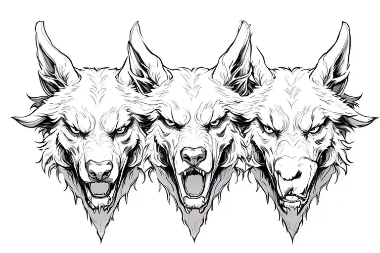 Heads Of The Evil Three-headed Cerberus