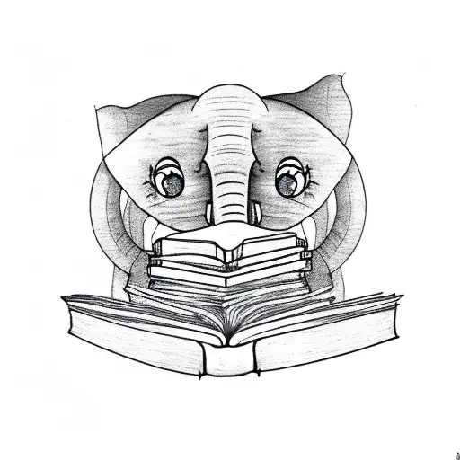 Elephant Cat Reading A Book