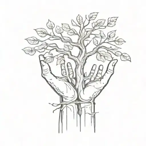 Tree Grow Out Of Pray Hands