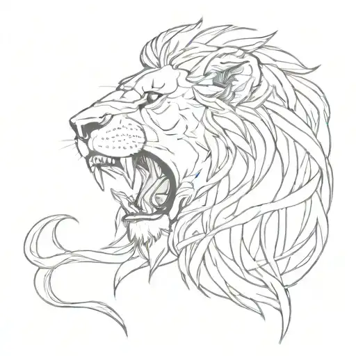 Lion With Mouth Open And Cross