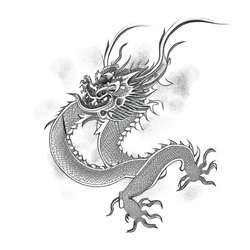 Chinese Dragon And Cherry Blossom