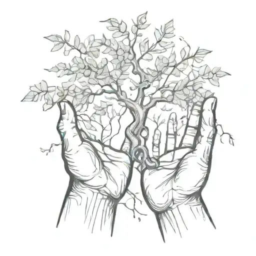 Tree Grow Out Of Hands Holding