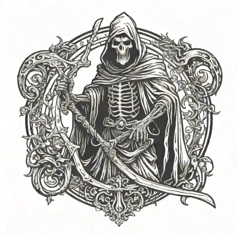 Grim Reaper Holding Scythe