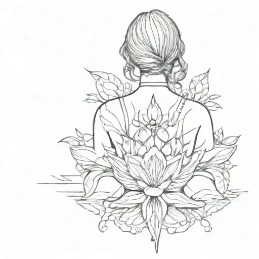 The Back Of A Woman With A Lotus