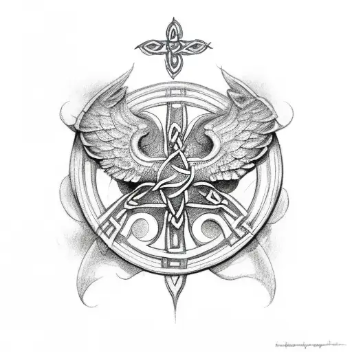 Celtic Cross Transformed Into Wings