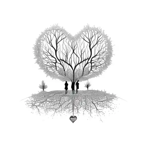 A Tree Made Up Of Interconnected Hearts