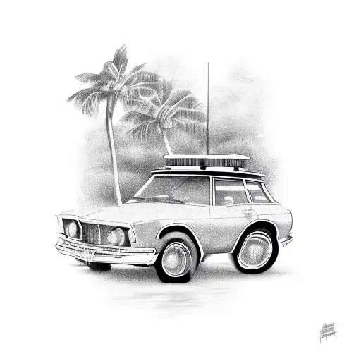 A Retro Car Driving Through The Florida Keys