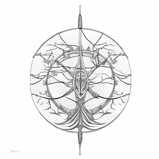 A Detailed Sketch Of A Sagittarius Archer Shooting An Arrow Through A Tree Of Life