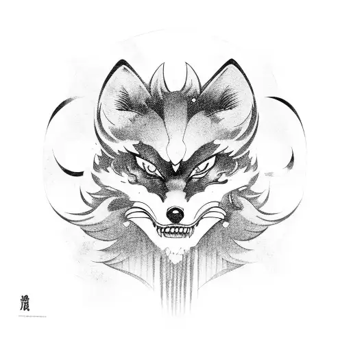 Kitsune Mask Permeated With Katana