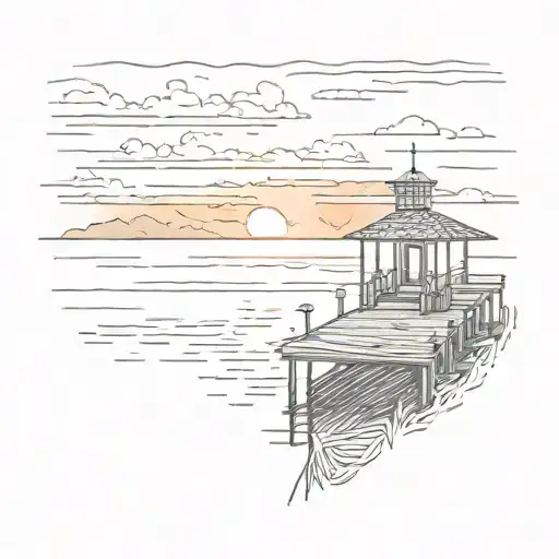 Sunset At The End Of A Dock Extending