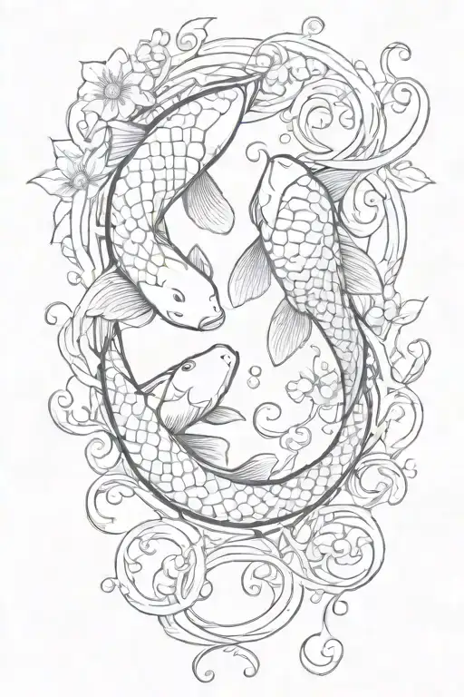 Koi Fish Yin Yang With Vines