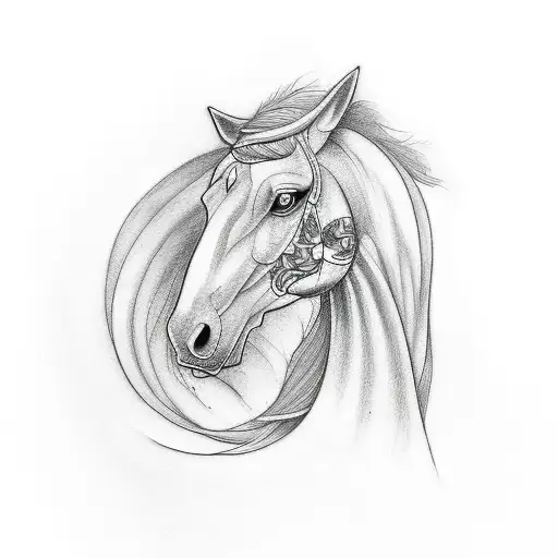Tattoo With The Acronym Mama Based On The Figure Of A Horse
