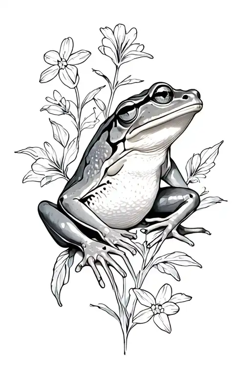 Frog And Forget Me Nots Flowers