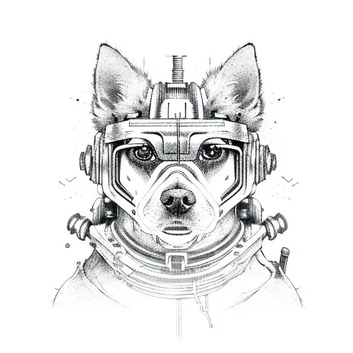 Post-apocalyptic Dog With Cybernetic Enhancements