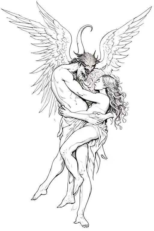 Demon Holding Angel Down