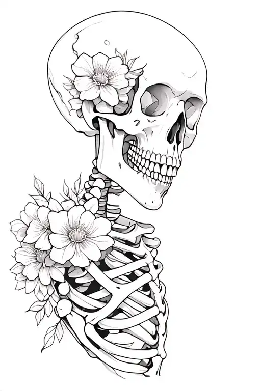 Skeleton Made Out Of Flowers